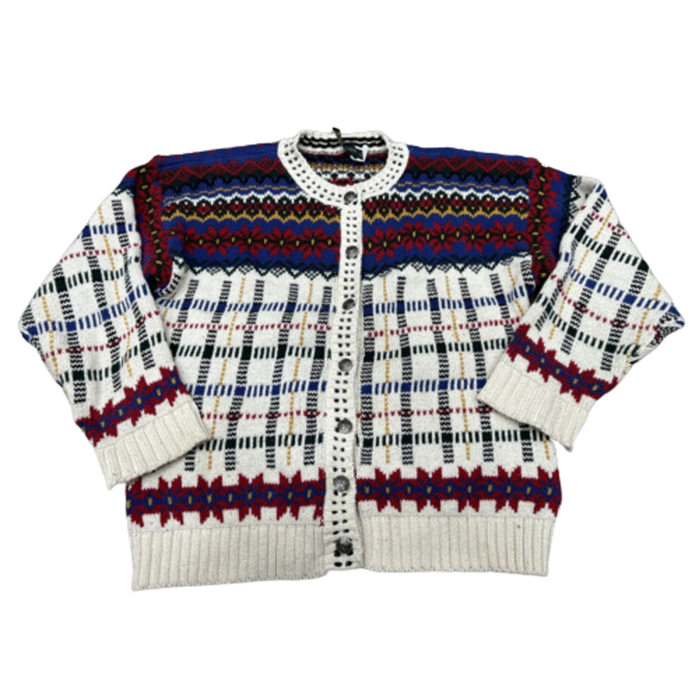 Bushwacker VINTAGE Size Large Chunky Knit 90's Button Down Cardigan USA